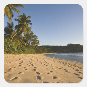 Pegatina Cuadrada Seychelles, isla Mahe, playa de Anse Takamaka, 2
