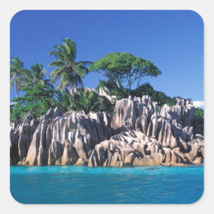 Pegatina Cuadrada Seychelles. Islote St. Pierre (cerca de Praslin)