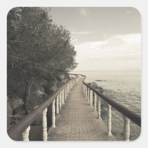 Pegatina Cuadrada Seychelles, la isla de Praslin, Anse Bois de Rosa,