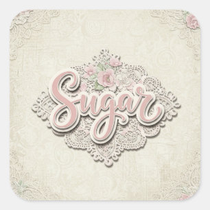 Pegatina Cuadrada Shabby Chic. Azúcar, de Natasha Us