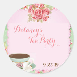 Pegatina Cuadrada Shabby Chic Bridal Shower té fiesta pegatinas
