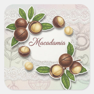 Pegatina Cuadrada Shabby Chic. Macadamia, por Natasha Us