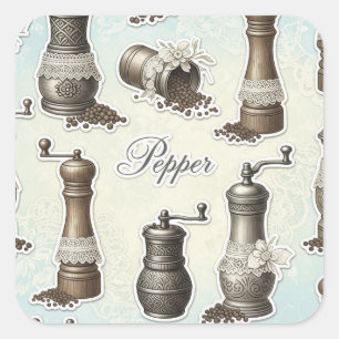 Pegatina Cuadrada Shabby Chic. Pepper, de Natasha Us