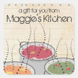 Pegatina Cuadrada Shabby cocina chic humeante salsa de aromas al vap