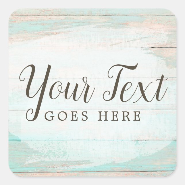 Pegatina Cuadrada Shabby Cottage Moda Turquoise Rusppy Madera (Anverso)