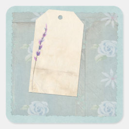 Pegatina Cuadrada Shabby floral azul Scrapbook Embellecimientos