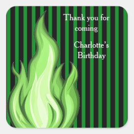 Pegatina Cuadrada Shadow Ball Dark Fantasy Party | green Paper Cup