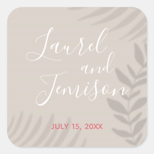 Pegatina Cuadrada Shadow Palm Tan (Anverso)