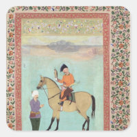 Shah Abbas a caballo sosteniendo un halcón