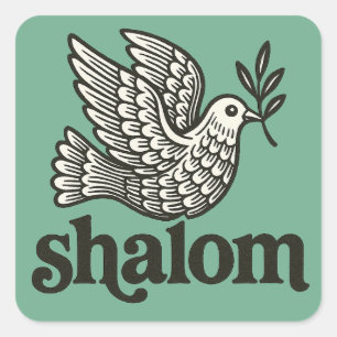 Pegatina Cuadrada Shalom Paloma Paz Tierra