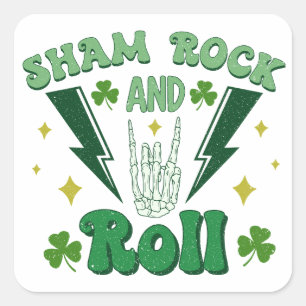 Pegatina Cuadrada Shamrock and Roll St Patrick's Day