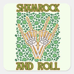 Pegatina Cuadrada Shamrock and Roll St Patrick's Day