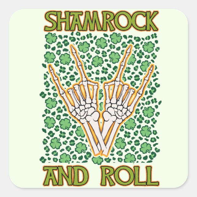 Pegatina Cuadrada Shamrock and Roll St Patrick's Day (Anverso)