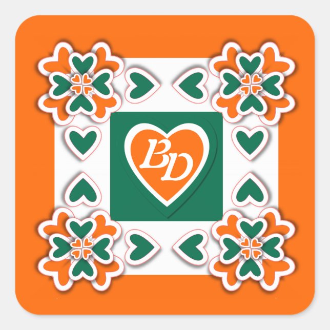 Pegatina Cuadrada Shamrock irlandés (Anverso)