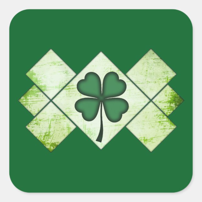 Pegatina Cuadrada Shamrock Pattern St Patrick’s Day - Autocolante (Anverso)