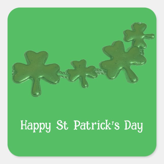 Pegatina Cuadrada Shamrock St Patrick's Day Stickers (Anverso)