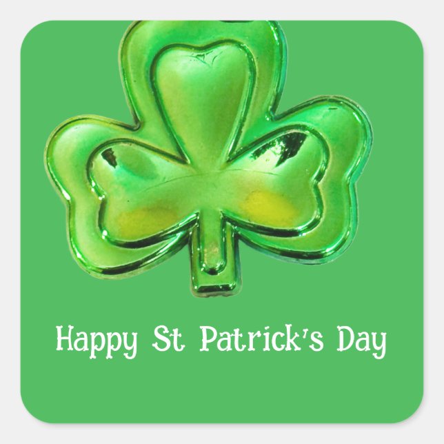 Pegatina Cuadrada Shamrock St Patrick's Day Stickers (Anverso)