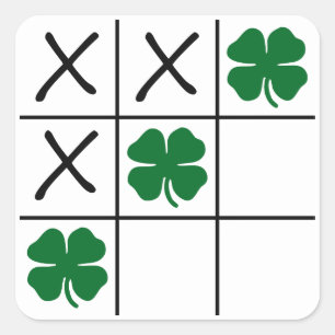 Pegatina Cuadrada Shamrock Tic Tac Toe