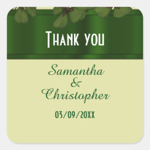 Pegatina Cuadrada Shamrock verde irlandés, gracias