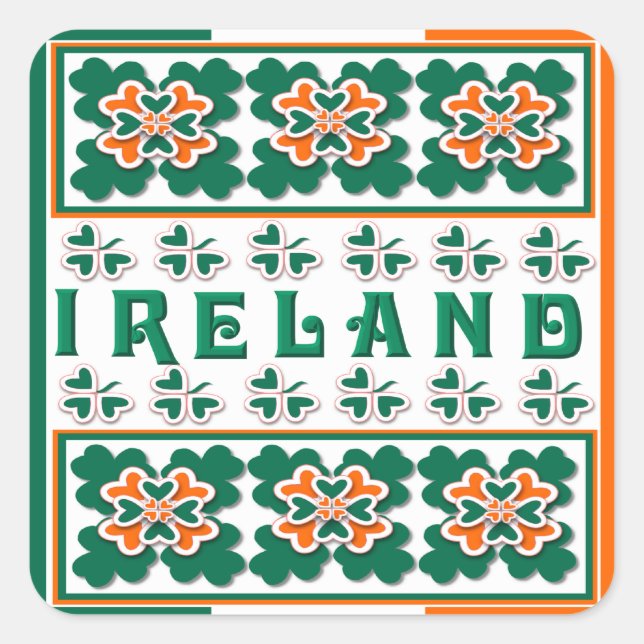 Pegatina Cuadrada Shamrock y más (Anverso)