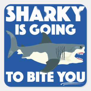 Pegatina Cuadrada Sharky Va A Mentir Tu Diseño - Botón Cuadrado