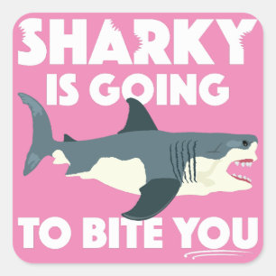 Pegatina Cuadrada Sharky Va A Mentir Tu Diseño - Botón Cuadrado