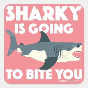 Pegatina Cuadrada Sharky Va A Mentir Tu Diseño - Botón Cuadrado