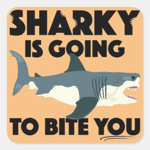 Pegatina Cuadrada Sharky Va A Mentir Tu Diseño - Sticke Cuadrado
