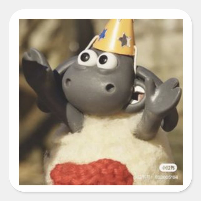 Pegatina Cuadrada Shaun (Anverso)