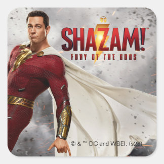 Pegatina Cuadrada ¡SHAZAM! Furia de los dioses | Poster de cine suel