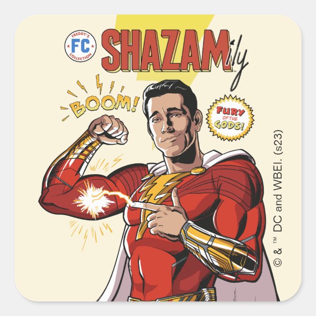 Pegatina Cuadrada ¡SHAZAM! Furia de los dioses | Tapa de SHAZAMily C (Anverso)