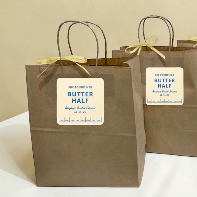 Pegatina Cuadrada She Found Her Butter Half Bridal Shower (Subido por el creador)