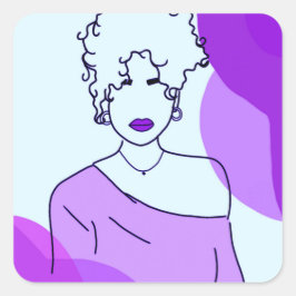 Pegatina Cuadrada she - roxo
