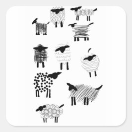 Pegatina Cuadrada Sheep doodles