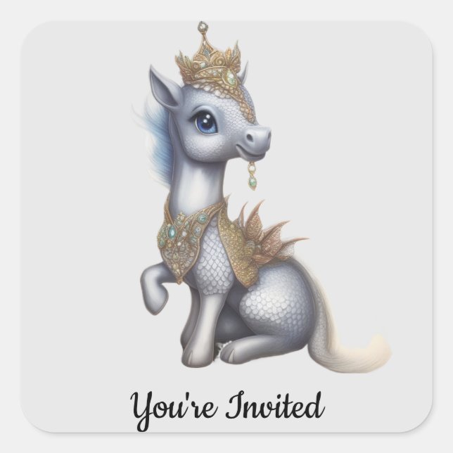 Pegatina Cuadrada Shelby, Pegatinas de Unicornio (Anverso)