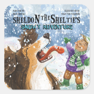 Pegatina Cuadrada Sheldon el Sheltie