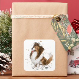 Pegatina Cuadrada Sheldon the Sheltie