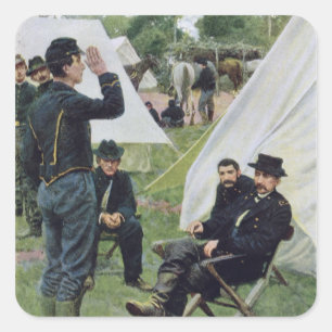 Pegatina Cuadrada Sheridans primero se entrevista con con Rowand