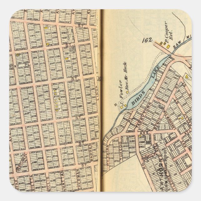 Pegatina Cuadrada Sherman Park, Nueva York 2 (Anverso)