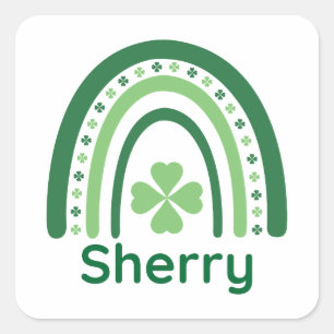 Pegatina Cuadrada Sherry Name Clover Boho Rainbow