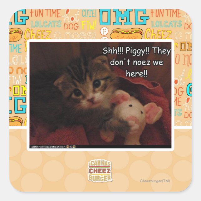 Pegatina Cuadrada ¡¡¡Shh!!! ¡¡Cerdo!! (Anverso)