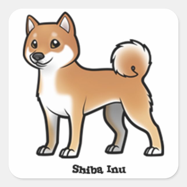 Pegatina Cuadrada shiba inu (Anverso)