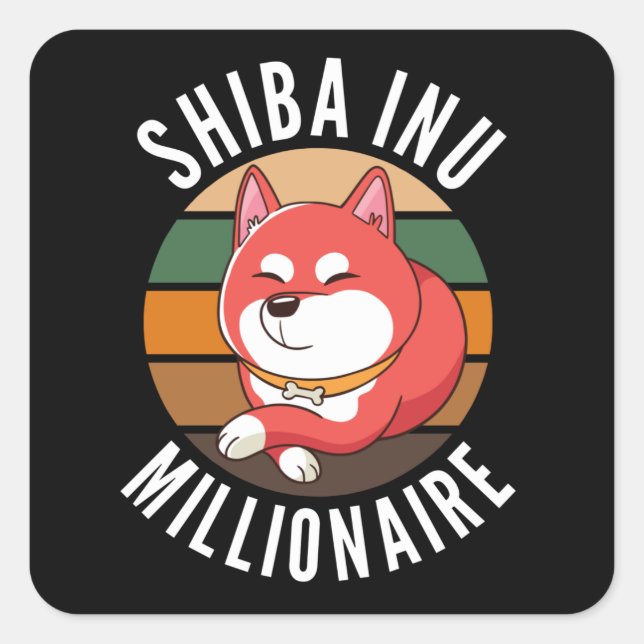 Pegatina Cuadrada Shiba Inu Coin Millionaire Shib Army (Anverso)