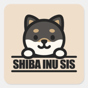 Pegatina Cuadrada SHIBA INU HERMANA - Diseño de hermana linda de Shi
