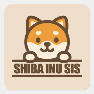 Pegatina Cuadrada SHIBA INU HERMANA - Diseño de hermana Shiba Inu li