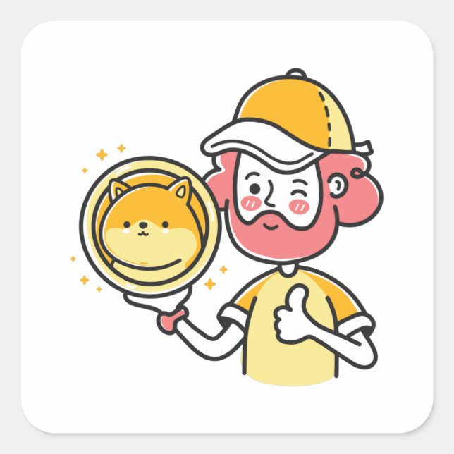 Pegatina Cuadrada Shiba Inu Holder (Anverso)