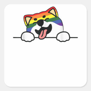 Pegatina Cuadrada Shiba Inu Orgullo Gay Cute Perro amante Orgullo LG