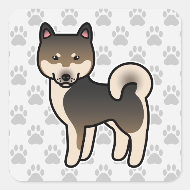Pegatina Cuadrada Shiba Inu Sésamo (Anverso)