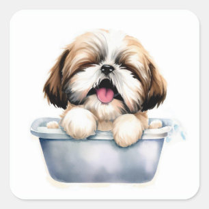 Pegatina Cuadrada Shih Tzu Dog
