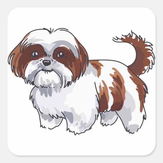 Pegatina Cuadrada Shih Tzu Dog (Anverso)